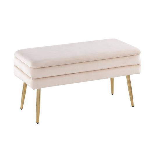LumiSource Neapolitan Storage Bench in Gold Steel/Cream Velvet - OT-NEOAUVCR