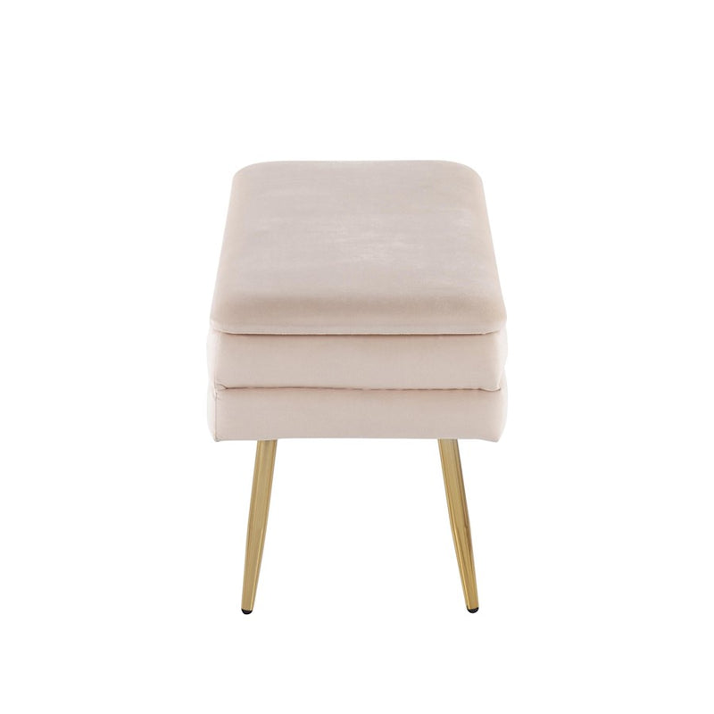 LumiSource Neapolitan Storage Bench in Gold Steel/Cream Velvet