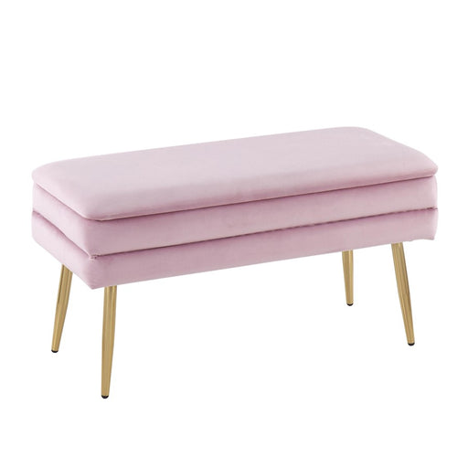 LumiSource Neapolitan Storage Bench, Gold Steel/Blush Pink Velvet - OT-NEOAUVPK