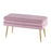 LumiSource Neapolitan Storage Bench, Gold Steel/Blush Pink Velvet