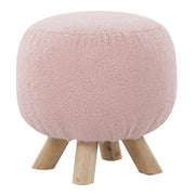LumiSource Olaf Sherpa Ottoman, Natural Wood/Pink Sherpa - OT-OLAFSHRPANAPK