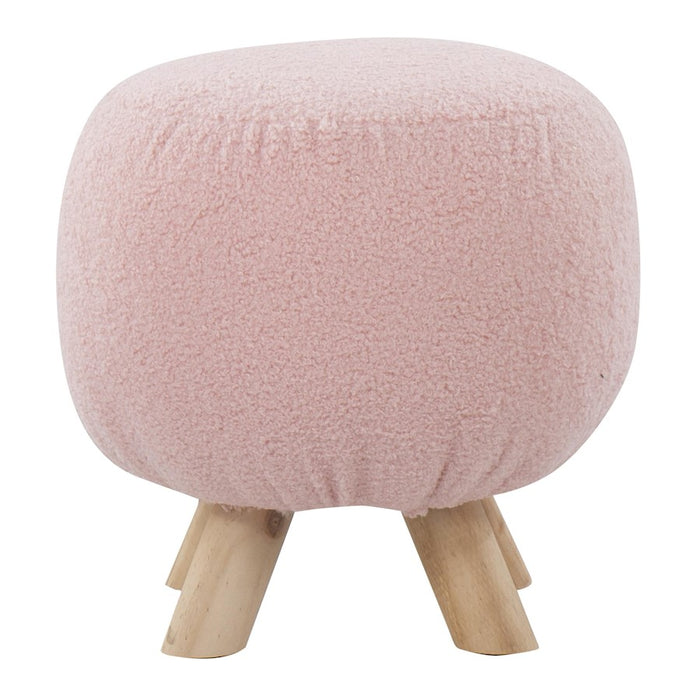 LumiSource Olaf Sherpa Ottoman, Natural Wood/Pink Sherpa