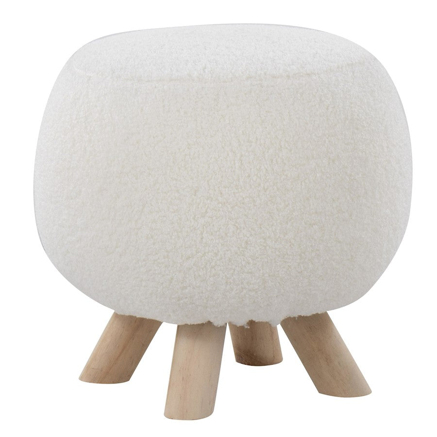 LumiSource Olaf Sherpa Ottoman, Natural Wood/White Sherpa - OT-OLAFSHRPANAW