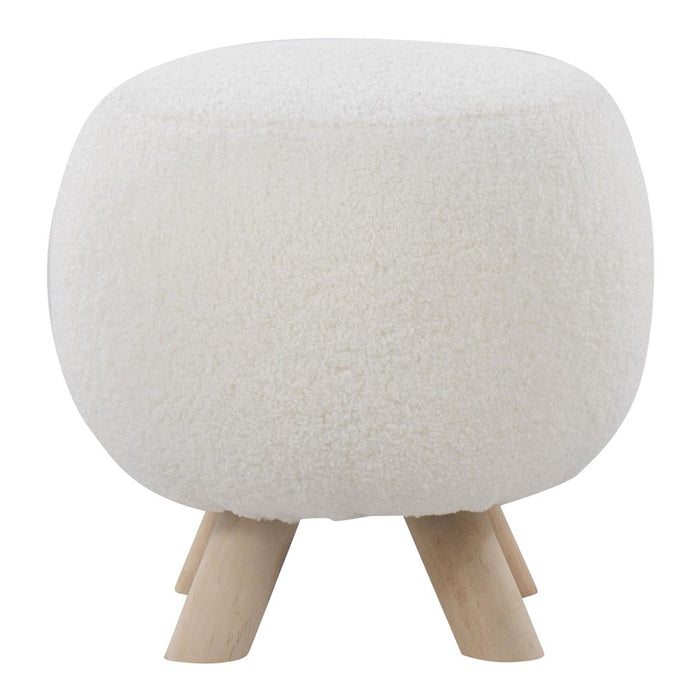 LumiSource Olaf Sherpa Ottoman, Natural Wood/White Sherpa