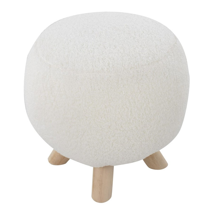 LumiSource Olaf Sherpa Ottoman, Natural Wood/White Sherpa