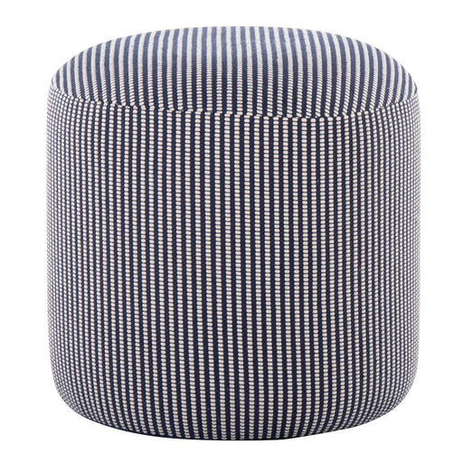LumiSource Round Pouf, Blue Fabric/White Fabric - OT-POUF16RNDBUW