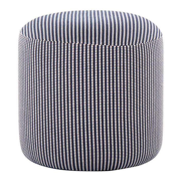 LumiSource Round Pouf, Blue Fabric/White Fabric - OT-POUF16RNDBUW