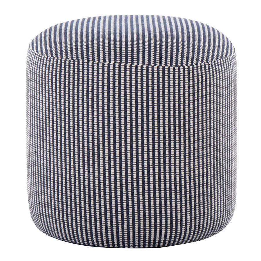 LumiSource Round Pouf, Blue Fabric/White Fabric - OT-POUF16RNDBUW