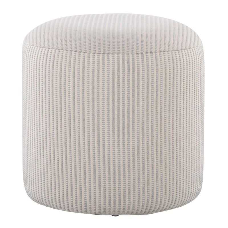 LumiSource Round Pouf, Grey Fabric/White Fabric - OT-POUF16RNDGYW