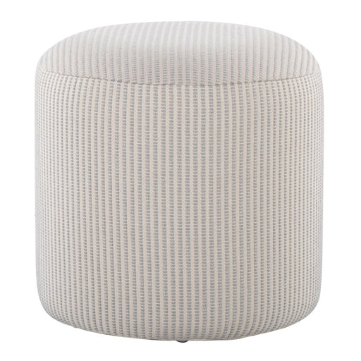 LumiSource Round Pouf, Grey Fabric/White Fabric - OT-POUF16RNDGYW