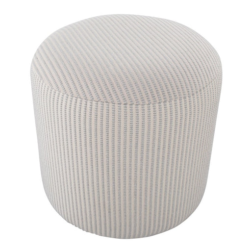 LumiSource Round Pouf, Grey Fabric/White Fabric