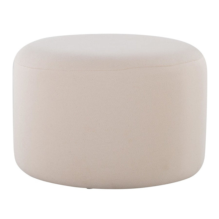 LumiSource Large Round Pouf, Beige Fabric - OT-POUF25RNDBG