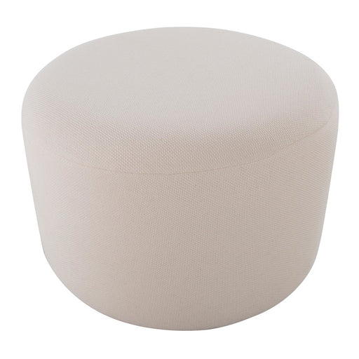 LumiSource Large Round Pouf, Beige Fabric