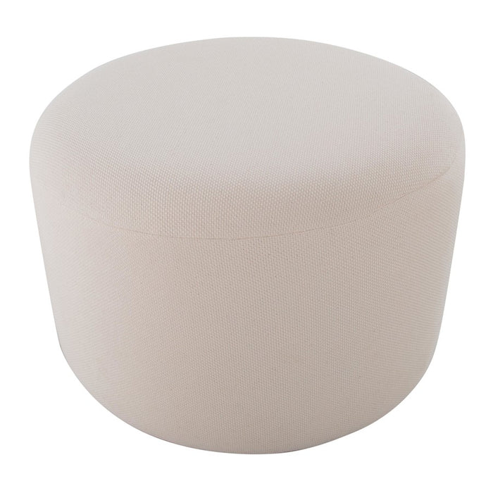 LumiSource Large Round Pouf, Beige Fabric