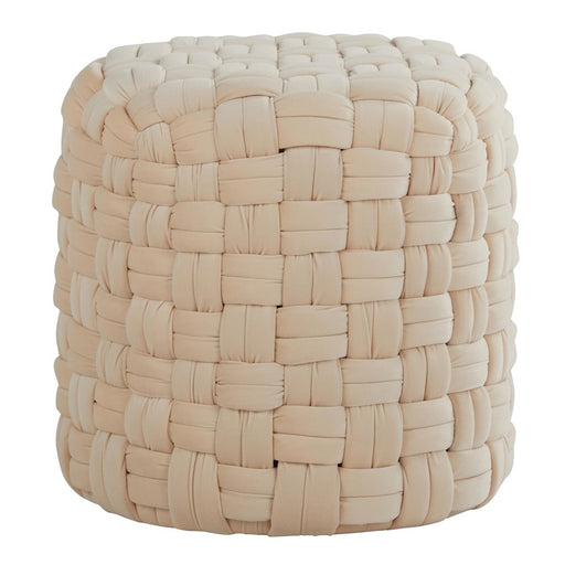 LumiSource Braided Round 16" Ottoman, Cream Velvet - OT-RNDBRD16VCR