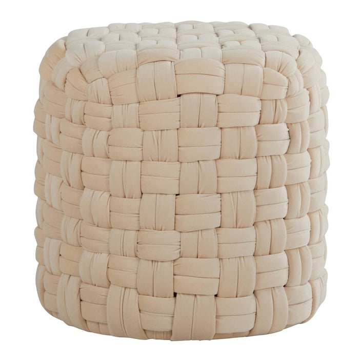 LumiSource Braided Round 16" Ottoman, Cream Velvet - OT-RNDBRD16VCR