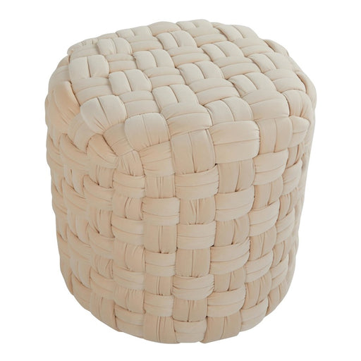 LumiSource Braided Round 16" Ottoman, Cream Velvet