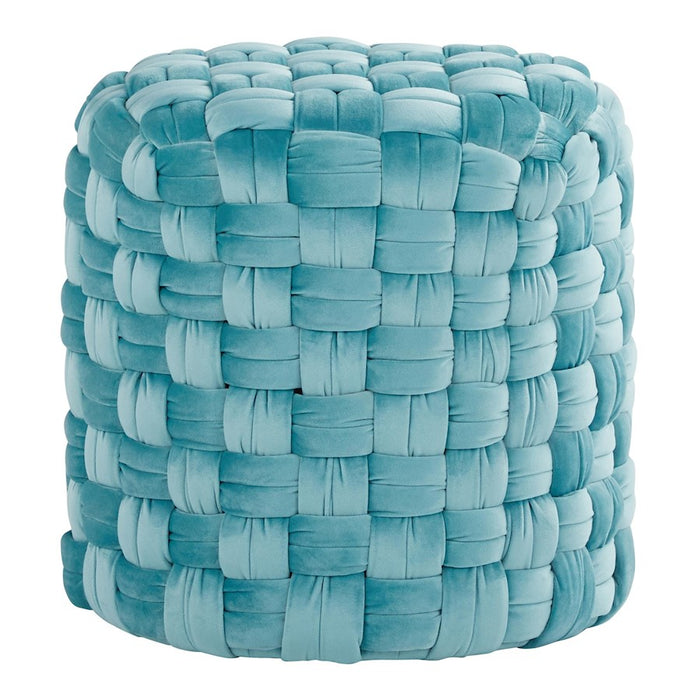 LumiSource Braided Round 16" Ottoman, Ice Blue Velvet - OT-RNDBRD16VLBU