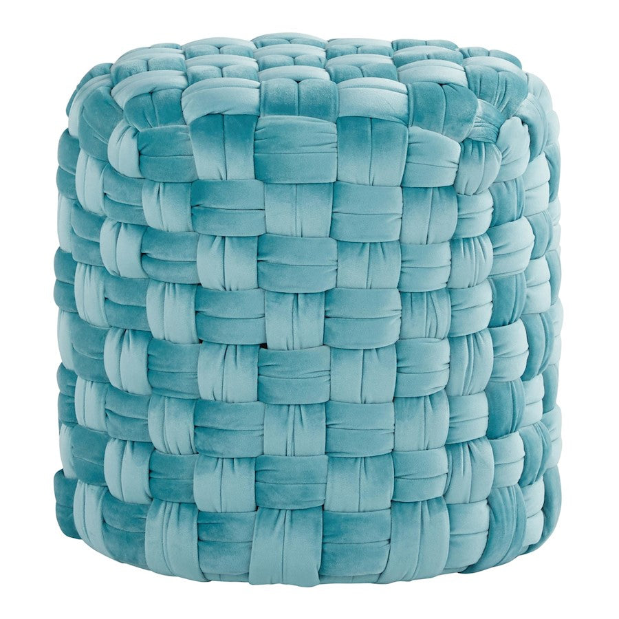LumiSource Braided Round 16" Ottoman, Ice Blue Velvet - OT-RNDBRD16VLBU