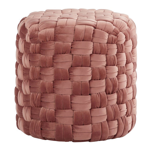 LumiSource Braided Round 16" Ottoman, Blush Pink Velvet - OT-RNDBRD16VPK