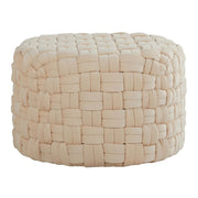 LumiSource Braided Round 24" Ottoman, Cream Velvet - OT-RNDBRD24VCR