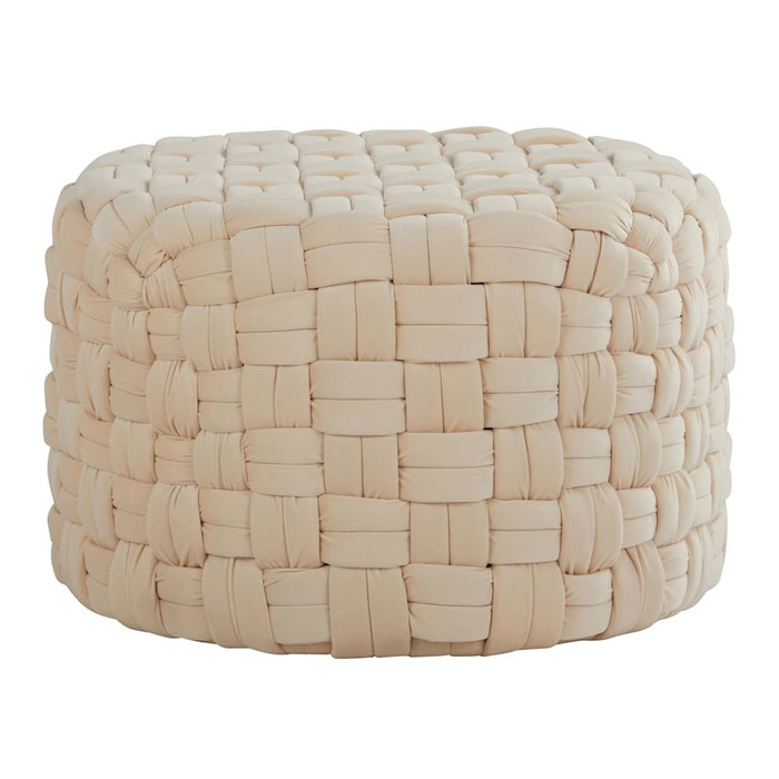 LumiSource Braided Round 24" Ottoman, Cream Velvet - OT-RNDBRD24VCR
