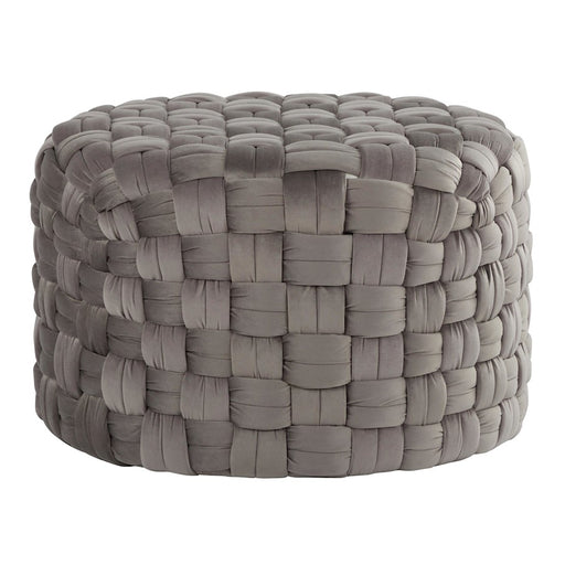 LumiSource Braided Round 24" Ottoman, Dark Grey Velvet - OT-RNDBRD24VDGY