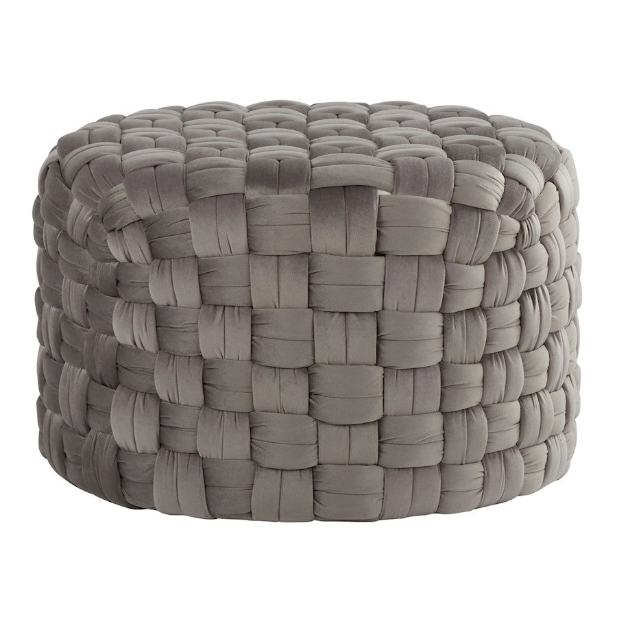 LumiSource Braided Round 24" Ottoman, Dark Grey Velvet - OT-RNDBRD24VDGY