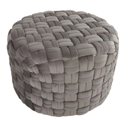 LumiSource Braided Round 24" Ottoman, Dark Grey Velvet