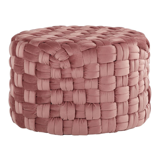 LumiSource Braided Round 24" Ottoman, Blush Pink Velvet - OT-RNDBRD24VPK