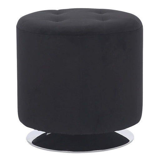 LumiSource Mason Round Swivel 17" Ottoman, Chrome/Black Velvet