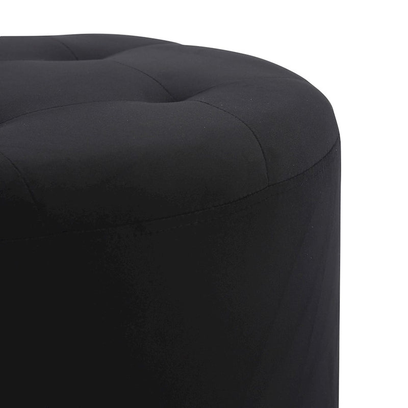 LumiSource Mason Round Swivel 17" Ottoman, Chrome/Black Velvet