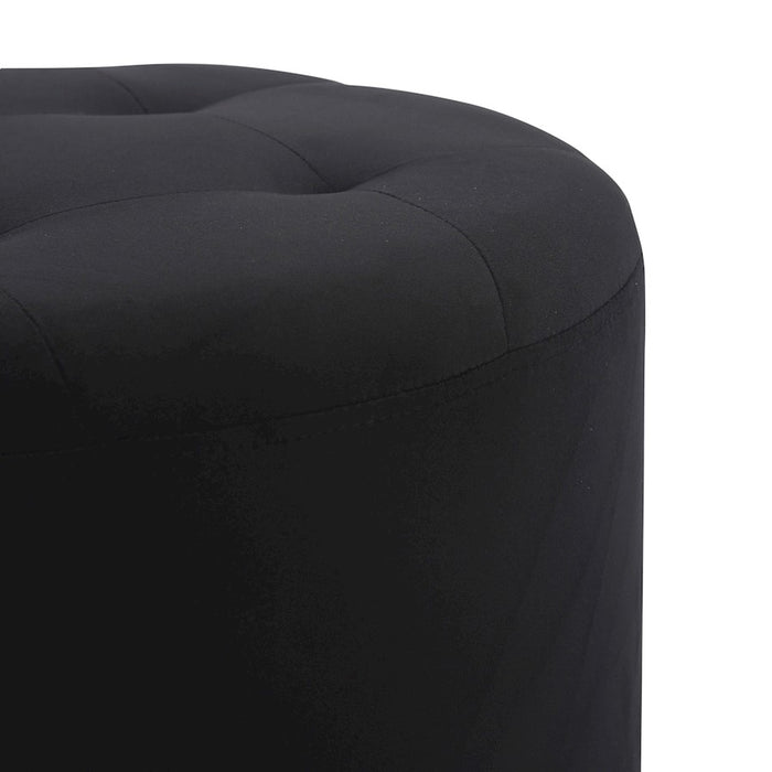 LumiSource Mason Round Swivel 17" Ottoman, Chrome/Black Velvet