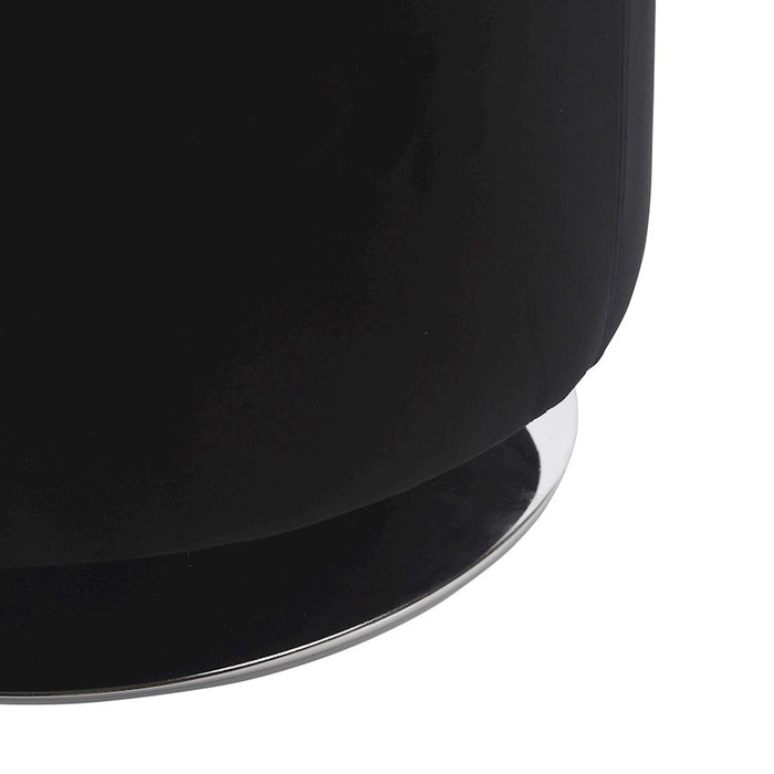 LumiSource Mason Round Swivel 17" Ottoman, Chrome/Black Velvet
