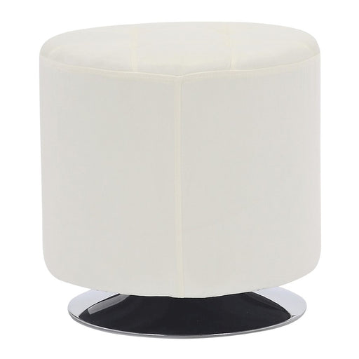 LumiSource Mason Round Swivel 17" Ottoman, Chrome/Cream Velvet