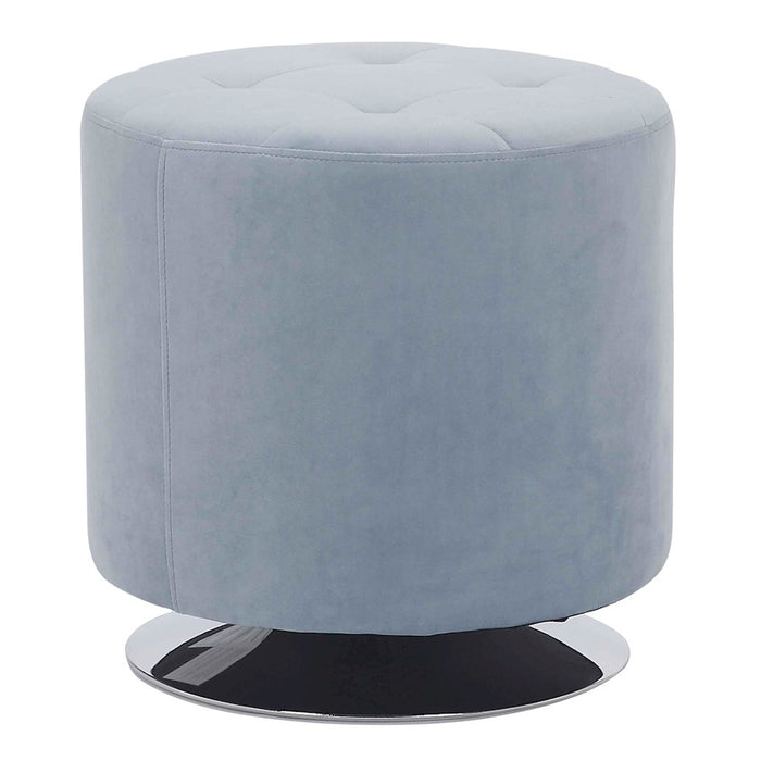 LumiSource Mason Round Swivel 17" Ottoman, Chrome/Light Blue - OT-RNDSWVL17VLBU