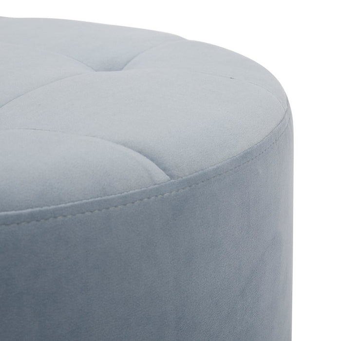 LumiSource Mason Round Swivel 17" Ottoman, Chrome/Light Blue