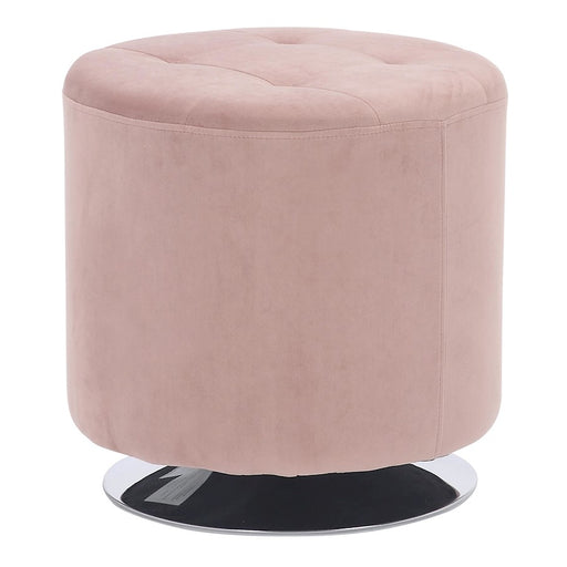 LumiSource Mason Round Swivel 17" Ottoman, Chrome/Blush Velvet - OT-RNDSWVL17VPK