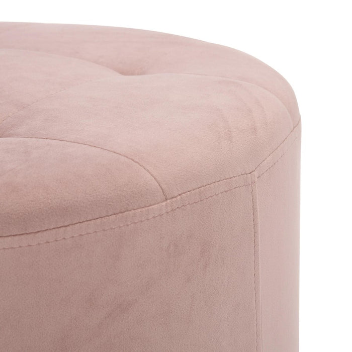 LumiSource Mason Round Swivel 17" Ottoman, Chrome/Blush Velvet