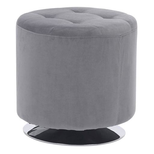 LumiSource Mason Round Swivel 17" Ottoman, Chrome/Silver - OT-RNDSWVL17VSV