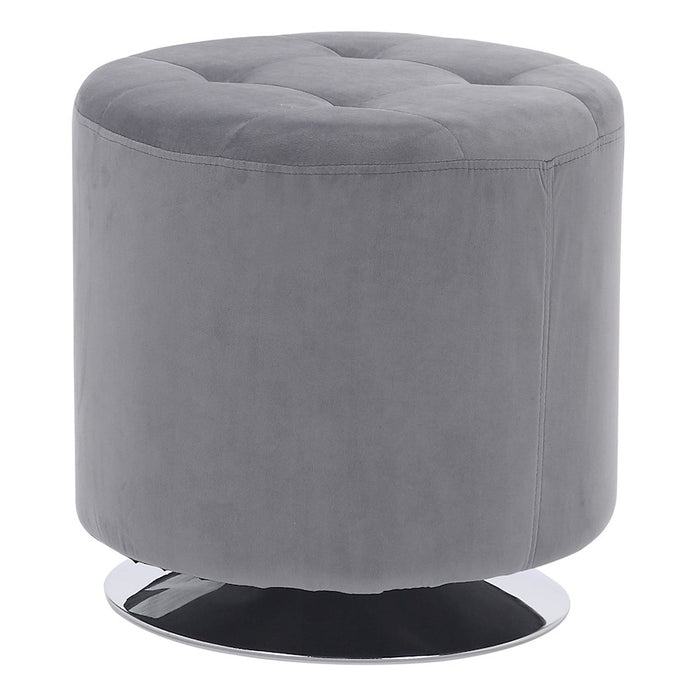 LumiSource Mason Round Swivel 17" Ottoman, Chrome/Silver - OT-RNDSWVL17VSV