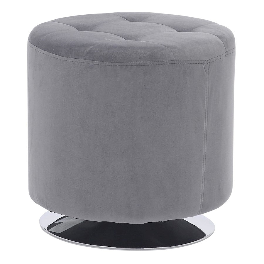 LumiSource Mason Round Swivel 17" Ottoman, Chrome/Silver - OT-RNDSWVL17VSV