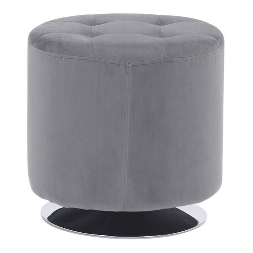 LumiSource Mason Round Swivel 17" Ottoman, Chrome/Silver