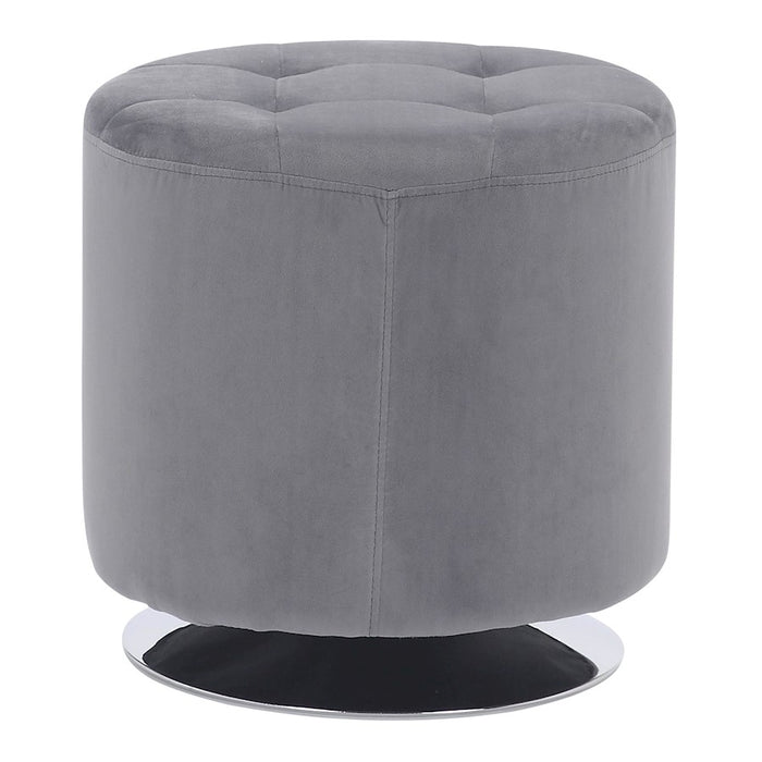 LumiSource Mason Round Swivel 17" Ottoman, Chrome/Silver