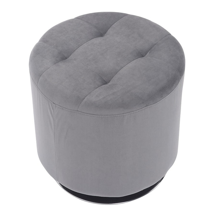 LumiSource Mason Round Swivel 17" Ottoman, Chrome/Silver