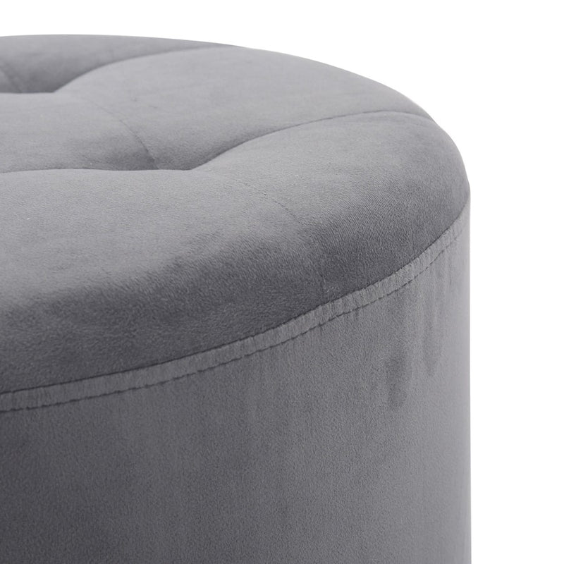 LumiSource Mason Round Swivel 17" Ottoman, Chrome/Silver