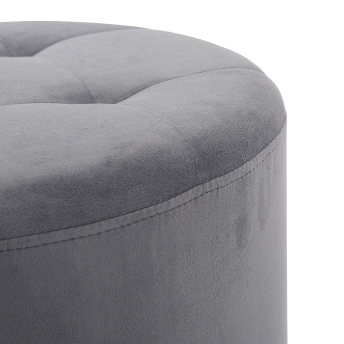 LumiSource Mason Round Swivel 17" Ottoman, Chrome/Silver