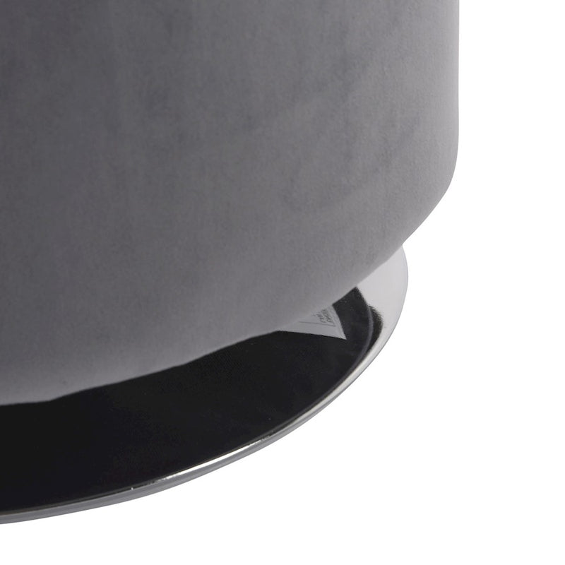 LumiSource Mason Round Swivel 17" Ottoman, Chrome/Silver