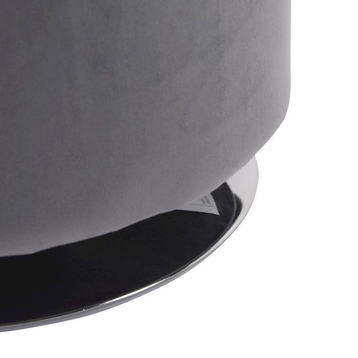 LumiSource Mason Round Swivel 17" Ottoman, Chrome/Silver