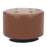 LumiSource Mason Round Swivel 26" Ottoman, Chrome/Camel PU